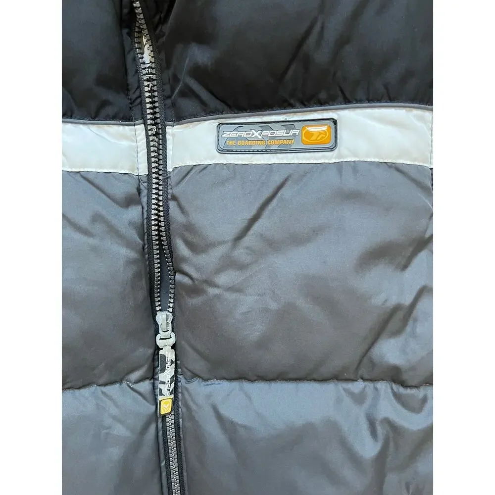ZeroXposur Y2K Puffer Vest XL Kids 18/20 Black Gray Snowboard Skiing Winter